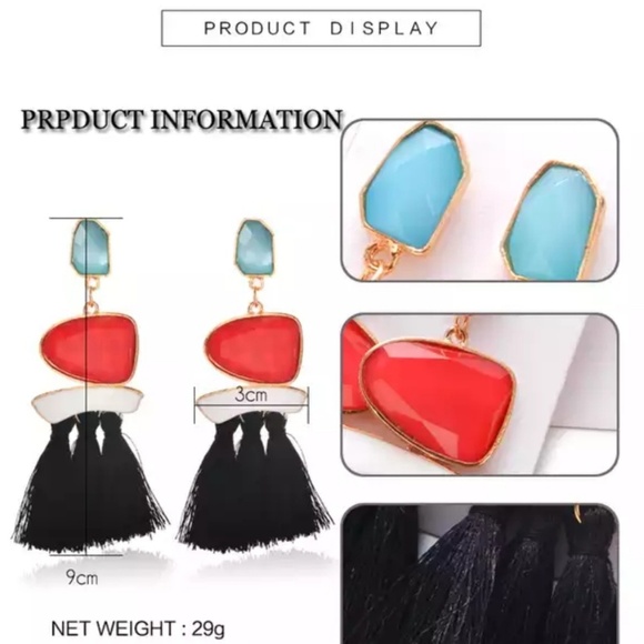 Multi color fashion style earrings tassel fringe and free gift - Picture 4 of 4